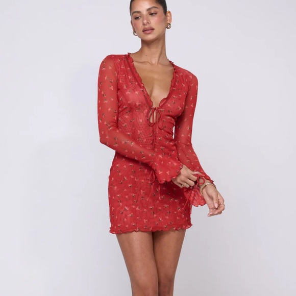 RESA Black Dress with Red Floral Design - Picture 10 of 13